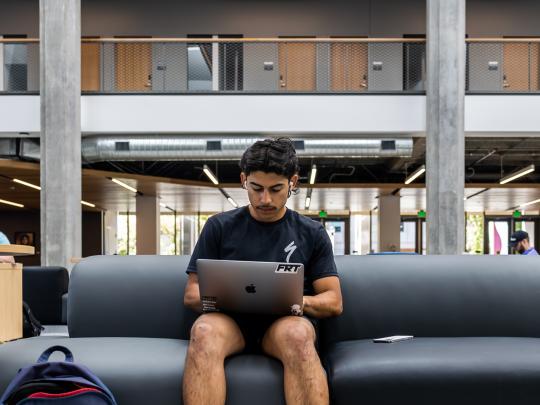 Student studying on a computer